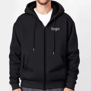 2025 sweat à capuche à fermeture éclair personnalisé pour hommes poids lourd 100% coton matériel vêtements hiver blanc broderie impression hommes sweats à capuche - Product Image 3