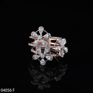แหวนเพชรลายดอกไม้ D'VINS JEWELS ชุบทองคำชมพู 14K เพชรเพาะเลี้ยงสำหรับงานหมั้น งานแต่งงาน ของขวัญสำหรับผู้หญิง สไตล์ทันสมัย - Product Image 2