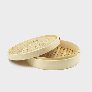 Cuiseur vapeur en bambou dim sum panier vapeur à couvercle plateaux à boulettes naturels fabriqués à la main à vendre - Product Image 1
