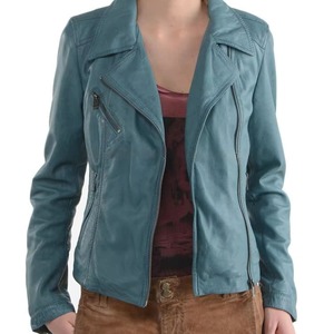 Veste de bombardier de moto tricotée en peau de mouton grise pour femmes de qualité supérieure imperméable écologique doux vêtements d'extérieur élégants pour tous les jours - Product Image 1