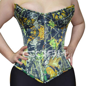 Haut corset overbust à imprimé forêt verte avec baleines en acier réglables - Product Image 4