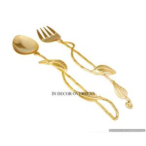 Aspecto elegante, hojas hechas de Metal de primera calidad, diseñador, chapado en oro de alta calidad, folclórico y cuchara, cubiertos, cubiertos, suministros de vajilla - Product Image 1