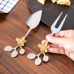 <b>Cheese</b> Tool Table Decorative <b>Cheese</b> Cutter and Slicer <b>Set</b> Stainless Steel Handmade Brass Flower Embossed Handle <b>Cheese</b> <b>Set</b> - Product Image 1