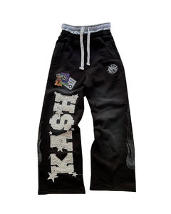 Pantalons à double taille pour hommes personnalisés, style Y2k, streetwear, évasés, empilés, délavés à l'acide, amples, à double taille - Product Image 1