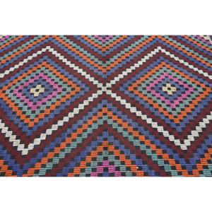 พรมตุรกีโบราณขนาดใหญ่ 6x9.5 ฟุต สีน้ำเงินลายส้ม - Product Image 5