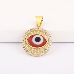 QIKU Vente en gros de breloques porte-bonheur en forme de mauvais œil en cristal de zircon et cuivre pour la fabrication de bijoux - Product Image 4