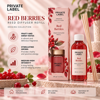 Recharge de diffuseur à bâtonnets aux baies rouges Marque Blanche 200ml + Bâtonnets OEM |   Parfum d'ambiance fruité et sucré |   Fabriqué en Espagne UE