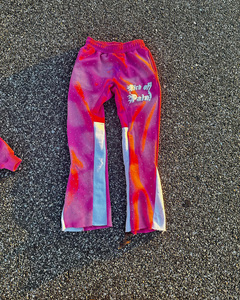 Vente chaude panneaux vêtements de rue personnalisé bloc de couleur poids lourd décontracté stracked bouffée impression pantalons de survêtement hommes Sweat Flare pantalon - Product Image 2