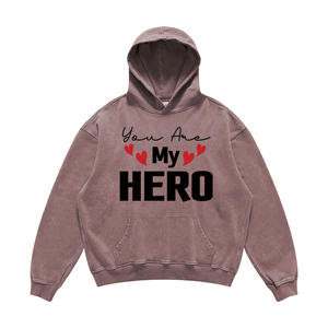 Customized XL Size Men's Acid Wash Hoodies Pullover Oversize Acid Wash Sweat Suits With <b>Screen</b> Print Logo Design - Product Image 6