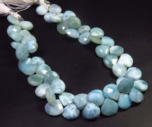Larimar natural al por mayor facetado corte corazón forma azul 9-9,5mm cuentas 8 "hebra para la fabricación de joyas - Product Image 1