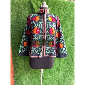 Unisex Indian Textile Hand Embroidery Jacket Cotton Suzani Fabric <b>Coat</b> With No Closure <b>for</b> Casual Winter and <b>Spring</b> Party Wear - Product Image 4
