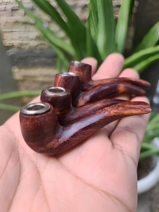Pipa de Fumar de Madera Reutilizable y Ecológica, Hecha a Mano, Tipo Curvada, para Cigarros y Tabaco, con Artesanía Tradicional Moderna - Product Image 2