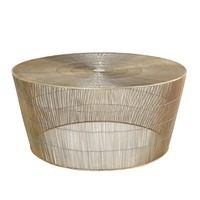 Table basse ovale haut de gamme artisanale de luxe, personnalisée, écologique, moderne, avec accents dorés et motif floral, en métal et verre