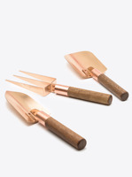 Nouvel arrivage : Ensemble d'outils de jardin en acier inoxydable cuivré de haute qualité avec manche en bois, qualité industrielle, personnalisable OEM