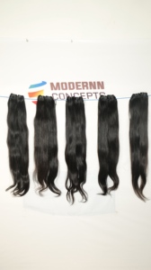 100% Virgen cruda sin procesar cutícula alineada venta al por mayor templo Natural recto paquete indio extensiones de cabello humano - Product Image 6