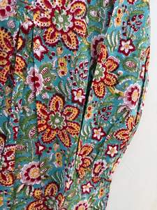 Vestido largo de tela de algodón indio con estampado de bloque de Casa turquesa, ropa de Collage hecha a mano para mujer, Top de playa de verano ligero - Product Image 4