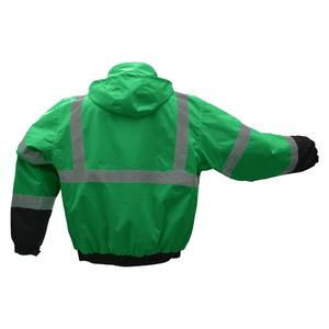 2024 dernière arrivée 3-en-1 haute visibilité vert réfléchissant respirant imperméable veste de travail hiver Bomber couette doublure attaché capuche - Product Image 3