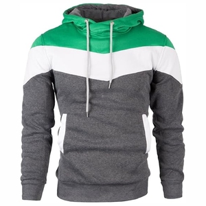 Sweat-shirt à capuche gris, vert et blanc de haute qualité, en molleton de coton doux pour hommes, prix de gros - Product Image 1