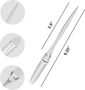 Couteau en métal vintage, finition argentée, ouvre-lettres et papier design pour le bureau. - Product Image 3