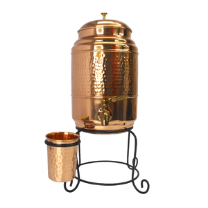 Bulk Wholesale Pure Copper Drink Dispenser 8L/12L Copper Water Storage Tank with Brass Faucet Ayurvedic Healing Copperware Set - Product Image 2
