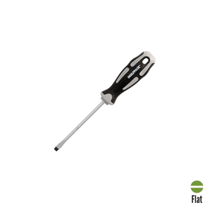 Destornillador de cabeza plana, acero S2 estampado, mango bimaterial TPR. Tamaño 1.0 x 0 / 5.5 x 100 mm. DIN5265 - Product Image 1