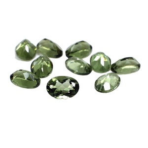 Moldavite 8x6mm-9x7mm Oval Cabochon อัญมณีหลวมธรรมชาติ5ชิ้น Ishu Gems 6.65กะรัต (5ชิ้น) IN;27243 IG20680 - Product Image 1