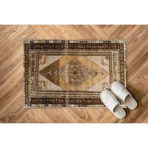 Tapis turc à motifs bruns : tapis imprimé de style ethnique anatolien, tapis fin non tissé - Product Image 5