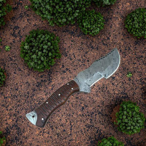 Couteau de chasse à lame fixe en acier Damas inoxydable personnalisable fait à la main |   Survie en camping multifonctionnelle à dossier droit - Product Image 3