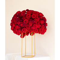 Boule de résine rouge naturelle LFB2588 avec fleurs séchées naturelles, fleurs artificielles, vente en gros, centres de table pour mariage, décorations de table