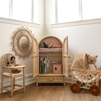 Magnifique armoire en rotin pour vêtements d'enfants, meubles de chambre d'enfant, commode, placard pour enfants