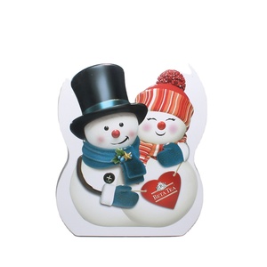 Festival Grade Custom Logo Snowman Shaped <b>Tin</b> Can Flip Top Lid Christmas Gift Candy Cookie Tea Packaging - Product Image 2