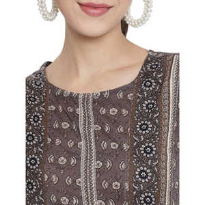 Blusa y camisa con estampado floral elegante Anarkali Kurti de algodón para mujer - Product Image 5