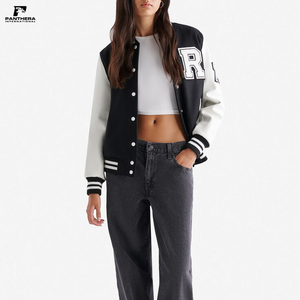 Veste de baseball universitaire personnalisée avec support veste Letterman noire en laine blanche en cuir PU avec broderie en chenille logos veste d'hiver décontractée - Product Image 3