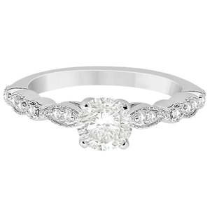 Bague de fiançailles en diamant petite marquise et pointillés 0,12 ct en palladium - Bague en diamant élégante et stylée pour elle - Product Image 1