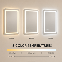 Kingstin Miroir Bain LED sur Mesure Miroir Intelligent Rétroéclairé, Miroir Maquillage Anti-Buée Bluetooth Horloge