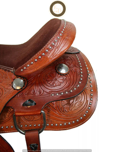 Selle en cuir véritable légère de qualité supérieure pour la course de barils western, le rodéo, la performance, équipement d'équitation artisanal pour concours hippique - Product Image 3