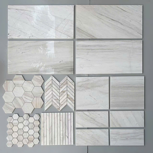 Mosaico de Pared Rectangular Moderno de Madera y Mármol Blanco, Acabado Pulido y Mate, Resistente al Agua, para Diseño de Interiores de Baños - Product Image 1
