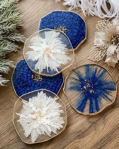 Hot Selling Resin <b>Coasters</b> Products Crystal Textured Resin <b>Coasters</b> Non-Toxic Anti-Skid <b>Tea</b> <b>Coasters</b> Resin Crafts Mats & Pads - Product Image 6