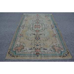 พรมตุรกีวินเทจขนาดใหญ่5.2x8.6ฟุตพื้นที่สีเบจสีเขียวขนแกะลายเย็บปะติดปะต่อกันสไตล์ทาบริซสำหรับวัยรุ่นพรมห้อง - Product Image 1