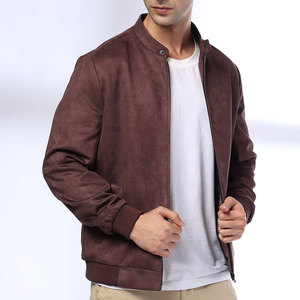 Veste en daim à carreaux pour homme, automne-hiver 2026, col à revers, coupe ajustée, veste bomber décontractée, streetwear social, coupe-vent, veste en daim - Product Image 1