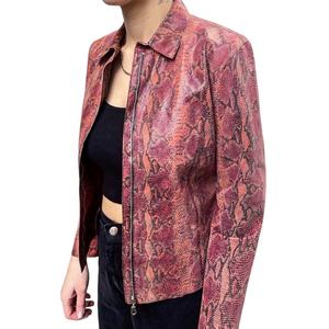 Chaqueta de Piel de Serpiente Auténtica Vintage para Mujer, Chaqueta de Piel de Serpiente Rosa Naranja, De La Mejor Calidad - Product Image 2