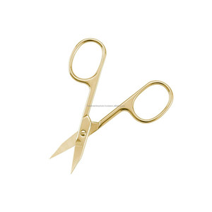 Best Price Titanium Gold Curved Blade Sharp Tip Stainless Steel Cuticle & Nail Arrow Point Scissors Private Label Custom - Product Image 2
