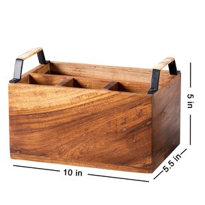 spoon stand for kitchen | cutlery holder for dining <b>table</b> | wooden <b>caddy</b> storage organiser stand tissue holder - Product Image 4