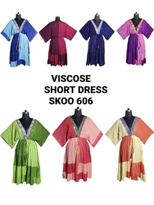 SK NOOR & SONS PRESENTS Elegant Bohemian-Style Viscose Short Dress for Women Lightweight for Party or Resort Wear - Product Image 2