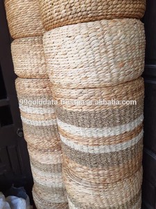 Otomana de jacinto de agua natural con cojín artesanal: decoración perfecta para el salón - Product Image 6