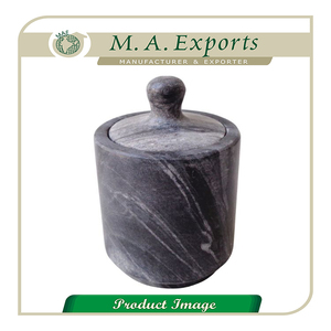 Rich Quality <b>Small</b> Speckled Black Marble Salt Cellar With Lid Kitchen Pottery Salt Dish With Lid for Sale - Product Image 4