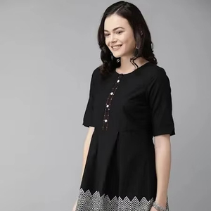 อินเดีย Boho ชุดเดรสลำลองแขนกุดฤดูร้อนของผู้หญิงผ้าคอตตอน100% หวานธรรมชาติพิมพ์ลายบล็อกมือเป็นมิตรกับสิ่งแวดล้อม - Product Image 1