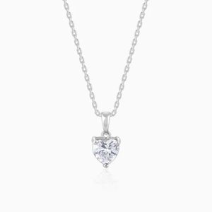 Pendentif en diamant de laboratoire solitaire en forme de cœur de 2 carats serti à griffes en or blanc - Product Image 1