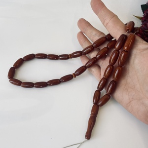 Ancien chapelet islamique en ambre baltique allemand, 33 perles, ambre baltique naturel - Product Image 4