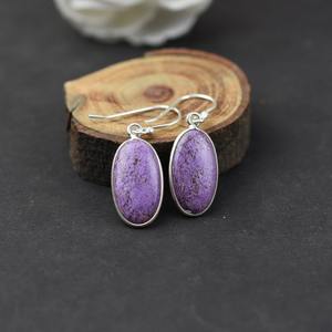 Pendientes clásicos, joyería para mujer, joyería de estilo bohemio, pendientes hechos a mano de piedras preciosas de Charoite de Plata de Ley 925, regalo para esposa - Product Image 2